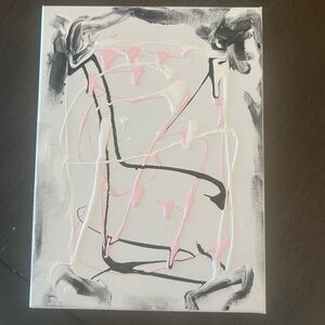 Abstract Black, White, and Pink Canvas Art